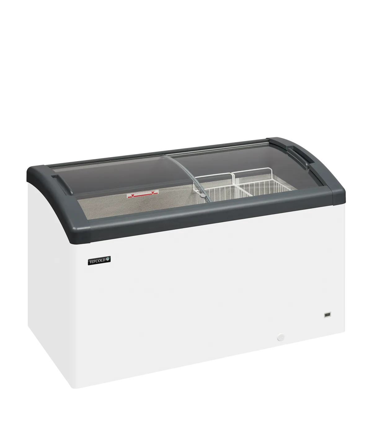 FOCUS 131 GREY Sliding Curved Glass Lid Chest Freezer