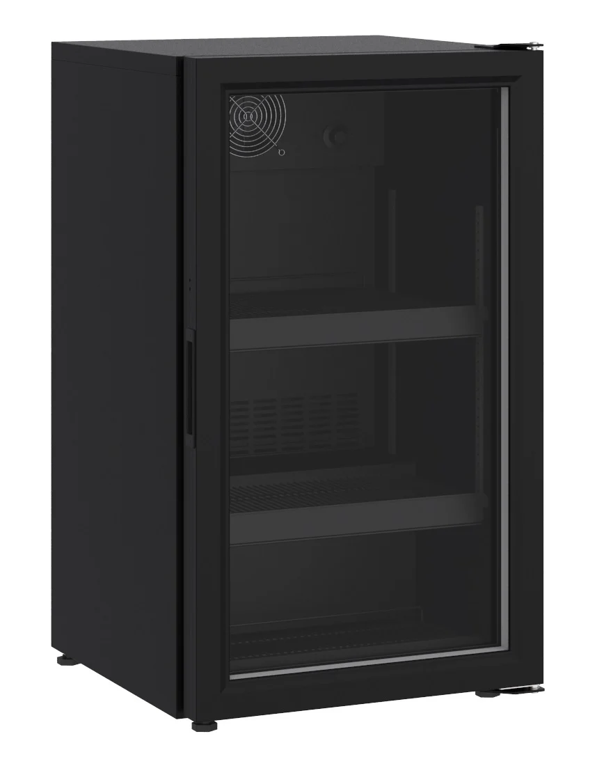 Counter Top Glass Door Refrigerator 136L Black
