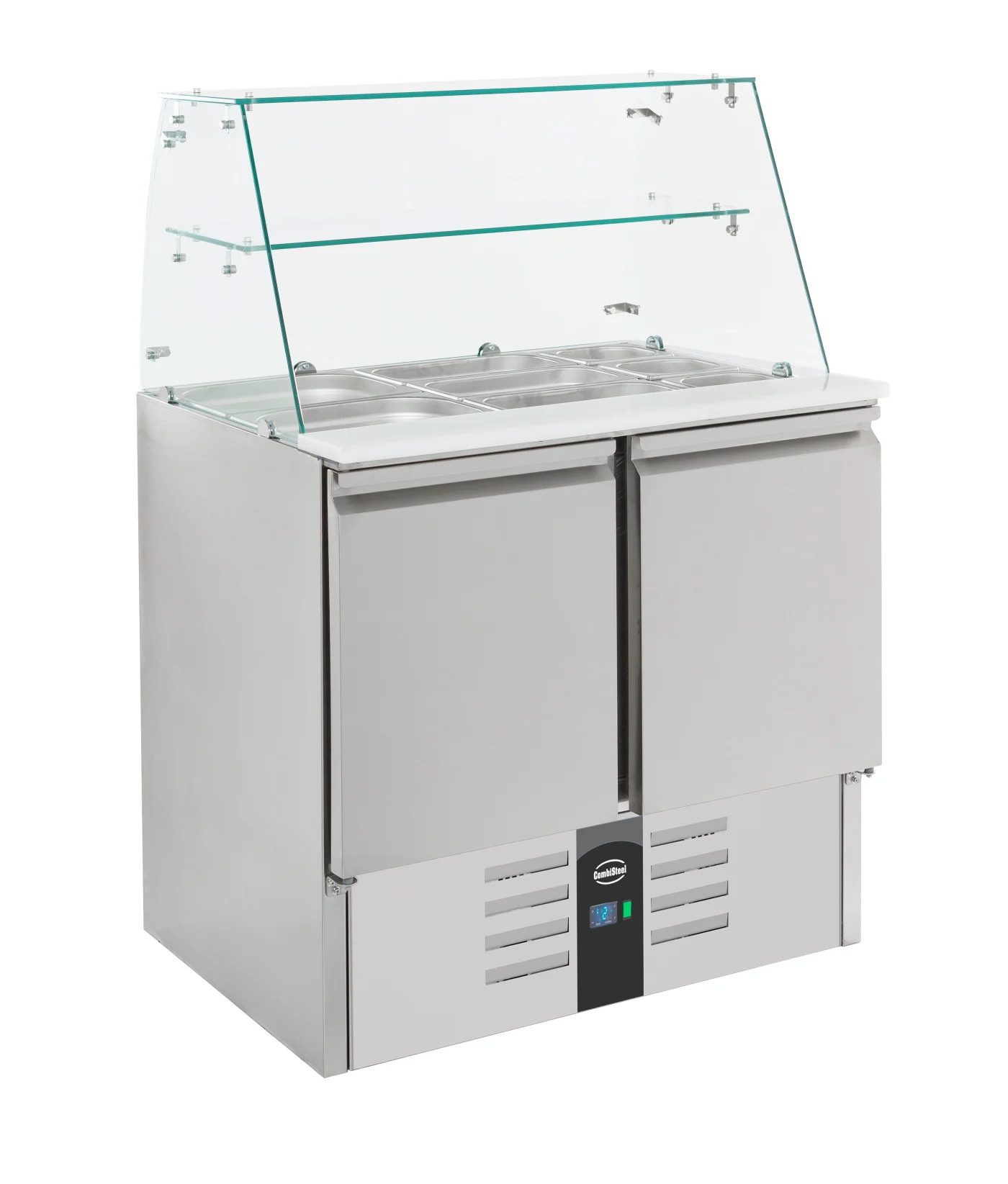Refrigerated Saladette With Glass Cover 2 Doors Saladette
