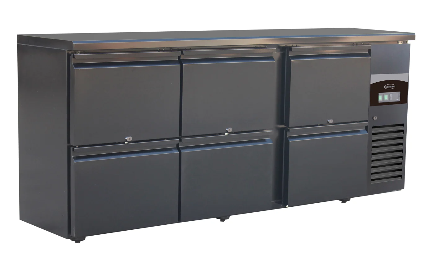 Barcooler Black 6 Drawers Backbar counter